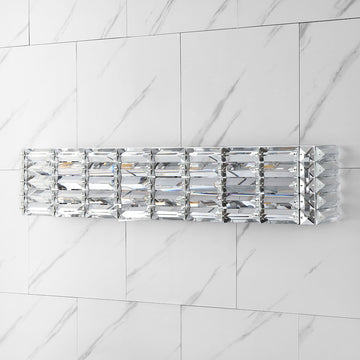 Evelyn Crystal Rectangle Iron/Crystal Glam Modern LED Vanity Light - JONATHAN Y